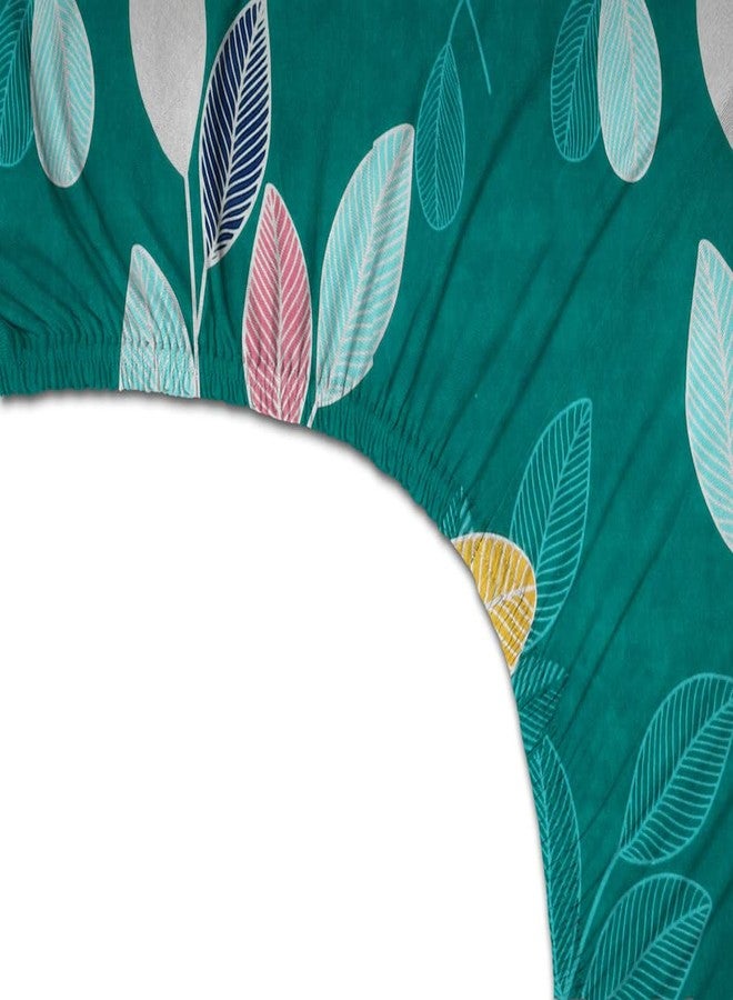 VAS COLLECTIONS Premium Cotton Elastic Fitted Bedsheets with 2 Pillow Covers | Double Bed with All Around Elastic 160 TC Supersoft | Size - 78x60+10 inches, Dark Greens - Image 2