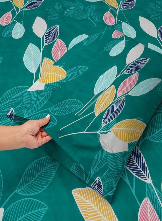 VAS COLLECTIONS Premium Cotton Elastic Fitted Bedsheets with 2 Pillow Covers | Double Bed with All Around Elastic 160 TC Supersoft | Size - 78x60+10 inches, Dark Greens - Image 3