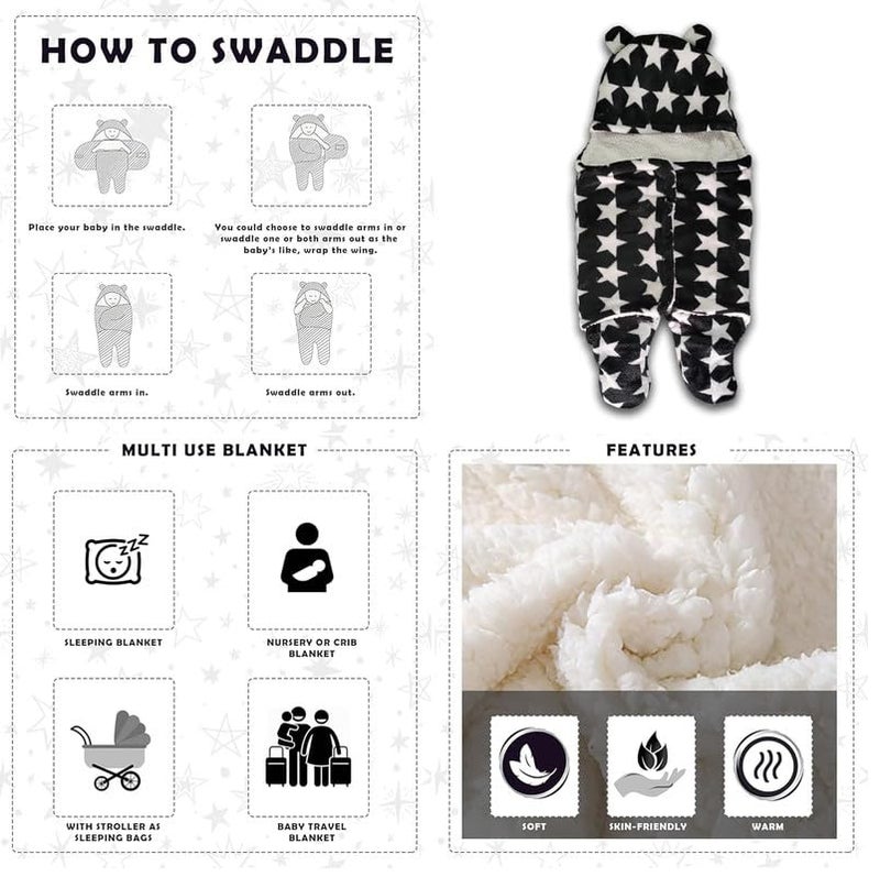 DAGDIYA 3-in-1 Baby Blanket & Sleeping Bag for Newborns | Super Soft Baby Wrapper for Boys & Girls | Cozy, Breathable, All-Season Baby Sleep Sack | Ideal for Infants & Toddlers - Image 2