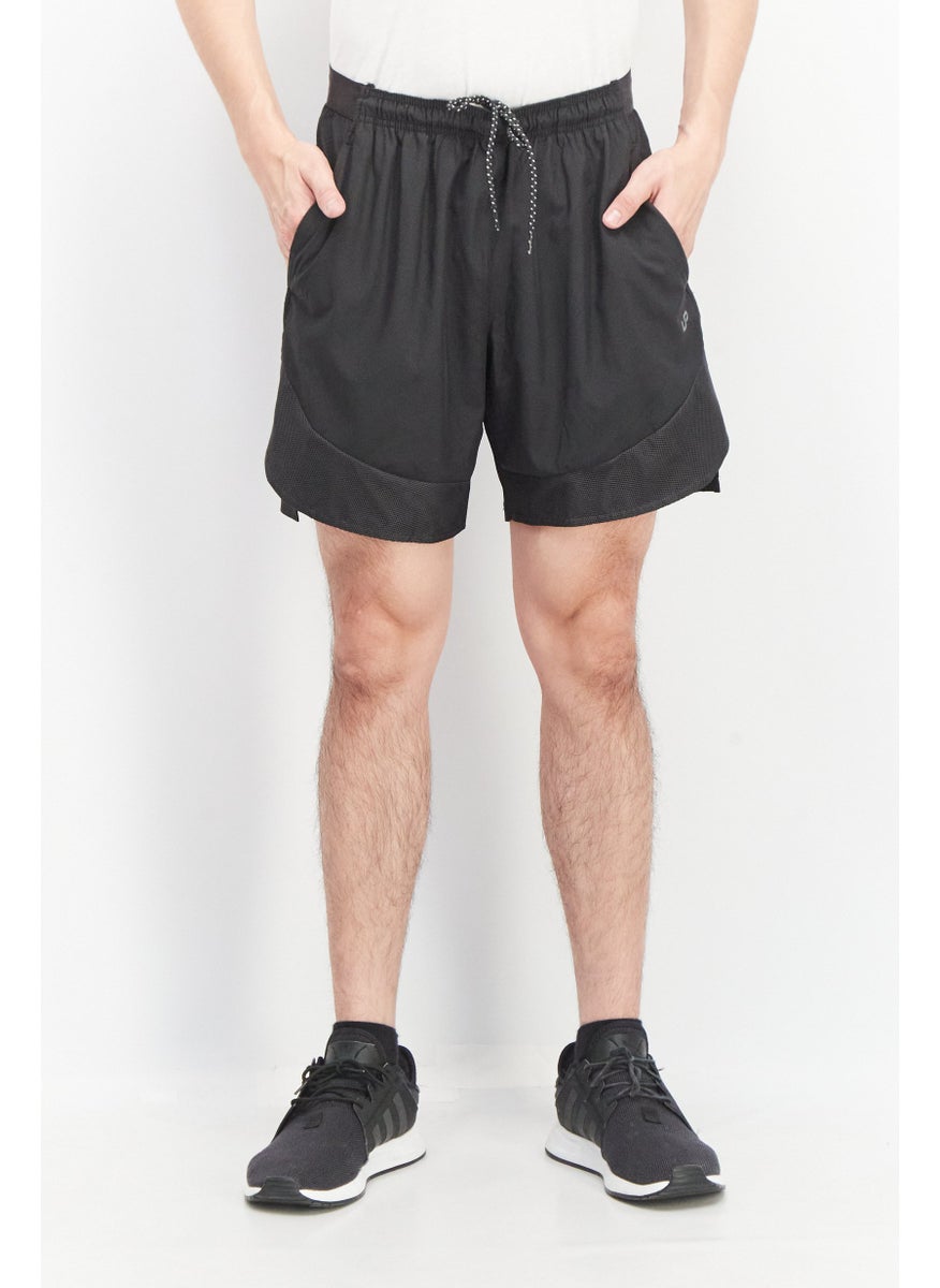 Unipro Men Sportswear Fit Brand Logo Basic Shorts, Black  - Image 1