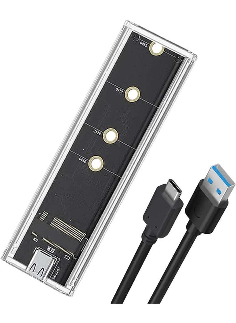 علبة M.2 NVMe SSD خارجية بمنفذ USB-C 3.1، تصميم شفاف بدون أدوات بإضاءة RGB، سرعة نقل 10 جيجابت، متوافقة مع أقراص 2230/2240/2280