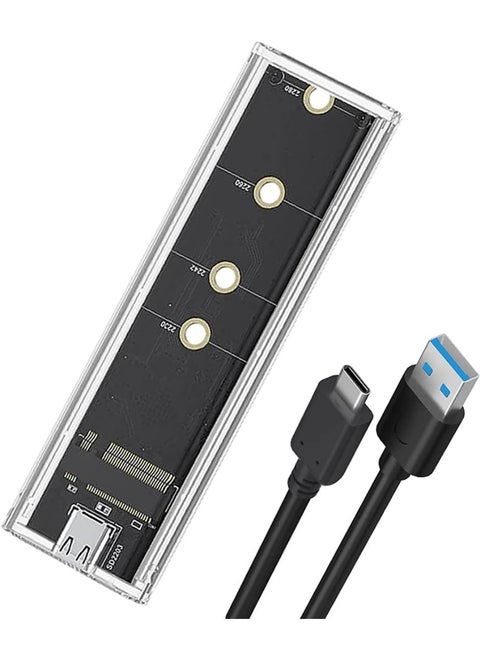 علبة M.2 NVMe SSD خارجية بمنفذ USB-C 3.1، تصميم شفاف بدون أدوات بإضاءة RGB، سرعة نقل 10 جيجابت، متوافقة مع أقراص 2230/2240/2280