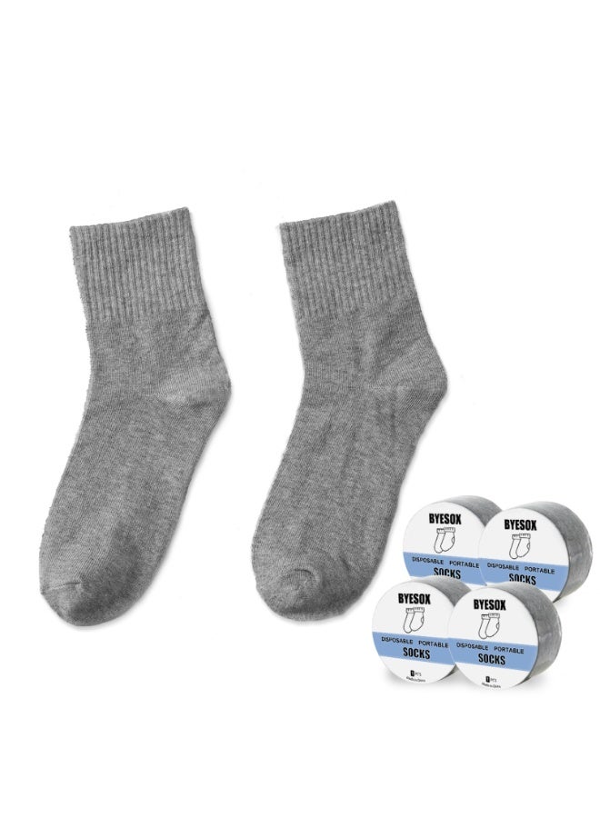 Barakah Disposable Travel Socks - One-Time Use Cotton Blend Tube Socks for Men & Women - Portable, Compact & Universal Fit (36-43) - Ideal for Business Trips, Gym, Beach & Emergency Use (Grey,10 Pairs) - Image 1
