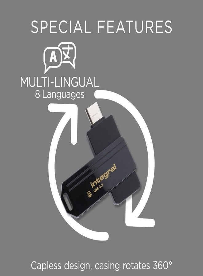 Integral Secure 360-C 16GB Software Encrypted USB Flash Drive - USB-C Connector - 256-bit AES encryption - Compatible with Mac, MacBook, PC, laptop - Image 4