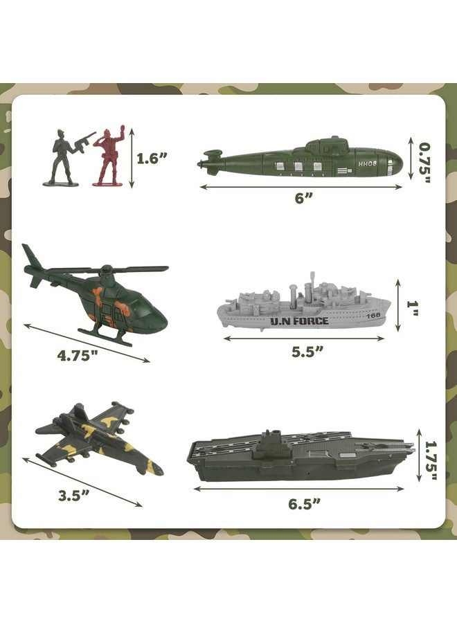 3 otters 3 قناديل 360 قطعة مجموعة رجال الجيش العسكرية، جنود لعبة رجال الجيش شخصيات عسكرية بلاستيكية حاملة طائرات سفن حربية غواصات وإكسسوارات أخرى للأطفال - Image 2