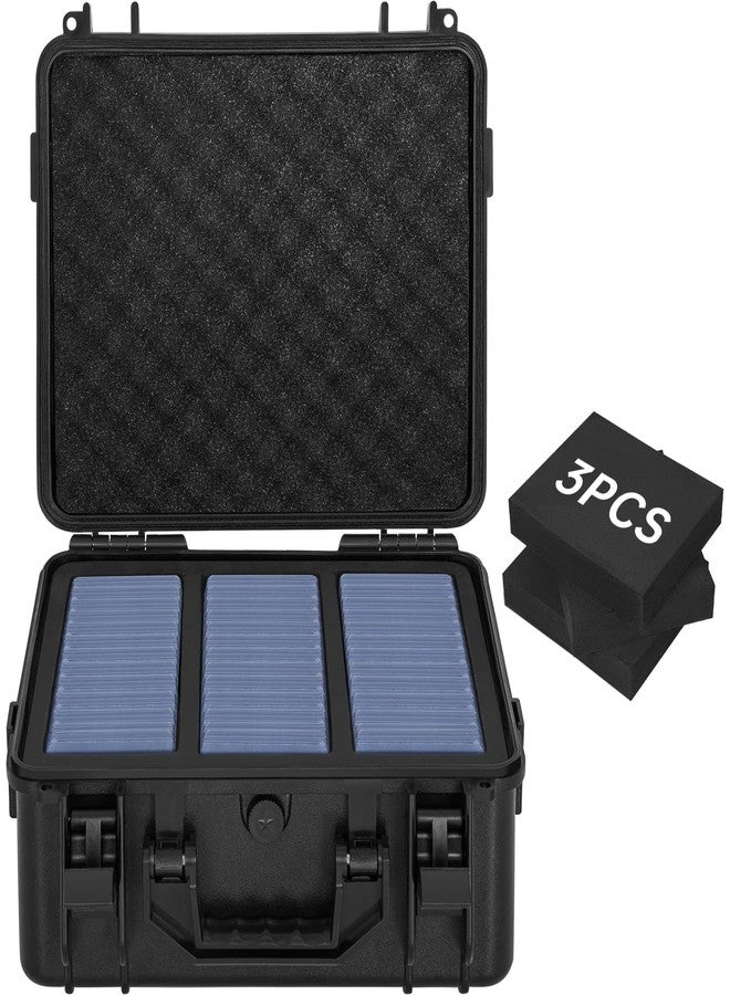 WELIDAY Toploader Storage Box for 3" x 4" 35pt Rigid Card, Waterproof Trading Card Case Holds 300 Toploaders, Sports Card Storage Boxes with 3 EVA Divider - Image 1