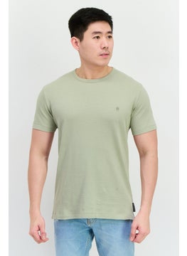 French Connection Men Crew Neck Short Sleeve Textured T-Shirts, New Sage  - Image 1