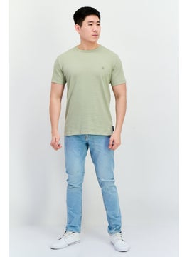 French Connection Men Crew Neck Short Sleeve Textured T-Shirts, New Sage  - Image 4