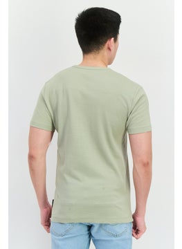 French Connection Men Crew Neck Short Sleeve Textured T-Shirts, New Sage  - Image 3