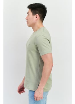 French Connection Men Crew Neck Short Sleeve Textured T-Shirts, New Sage  - Image 2