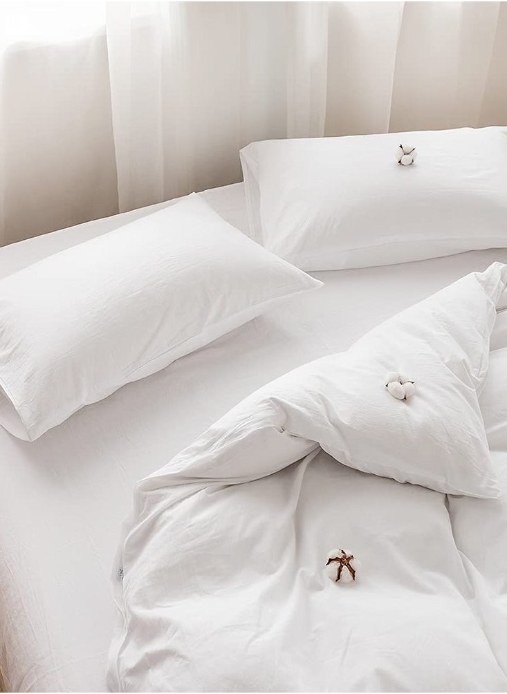 INFINITY BEDDING MARKET Cotton Duvet Cover Set - White 180x220 cm  - Image 1