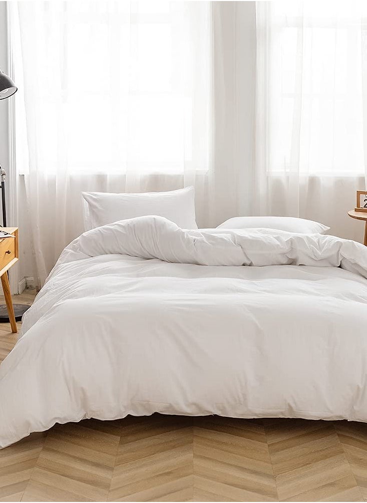 INFINITY BEDDING MARKET Cotton Duvet Cover Set - White 180x220 cm  - Image 3