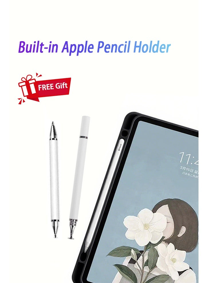 حافظة لوحة مفاتيح سحرية لجهاز iPad Air 11 بوصة (M2) وiPad Pro 11 بوصة (الجيل الأول/الثاني/الثالث/الرابع)، حافظة لوحة مفاتيح لجهاز iPad Air 10.9 بوصة الجيل الرابع/الخامس، غطاء لوحة مفاتيح لجهاز iPad مع مجموعة ماوس مغلفة بجلد مضاد للسقوط مع فتحة قلم مدمجة وغطاء قلاب وإيقاظ ذكي/مجموعة هدايا بقيمة 89 درهمًا إماراتيًا - هدايا مجانية واقي شاشة 2 في 1/واقي غبار الصحراء/قلم كتابة/متوافق مع الجلد - أسود - Image 5