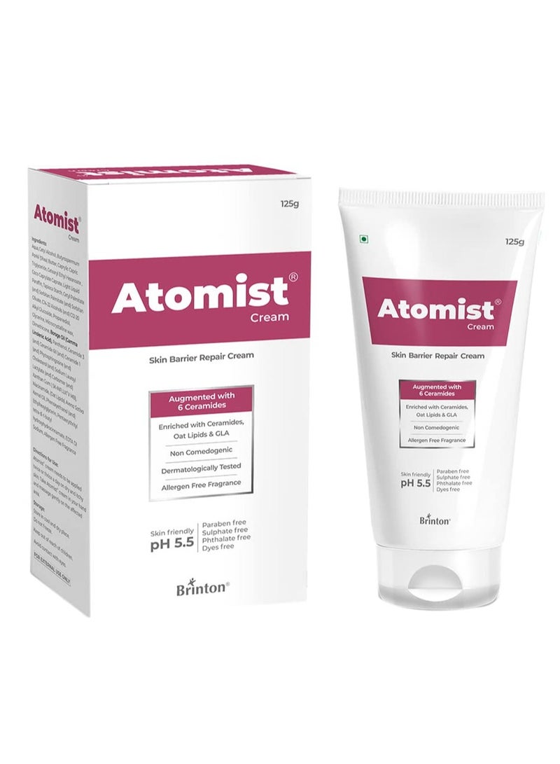 بريتون كريم أتوميست لإصلاح حاجز البشرة للبشرة الجافة والمُصابة بالحكة | مُعزز بالسيراميدات ودهون الشوفان وحمض جاما لينوليك | لا يُسبب الرؤوس السوداء ومُختبر من قِبل أطباء الجلدية - ١٢٥ غرام - Image 1