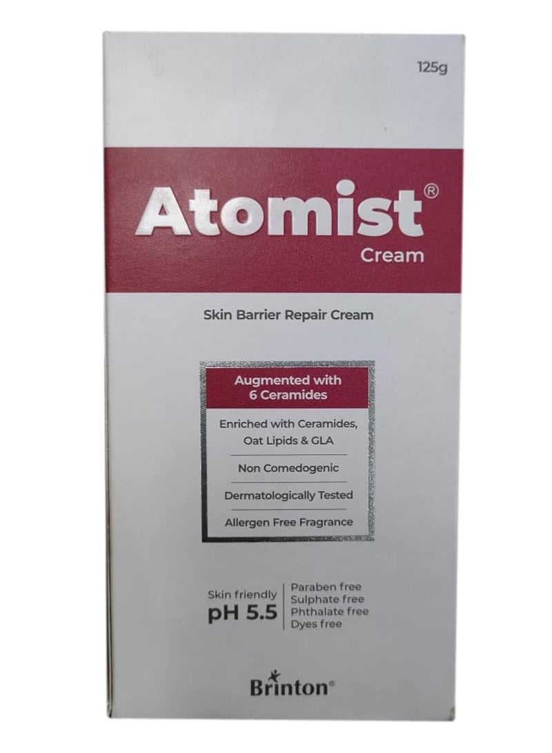 بريتون كريم أتوميست لإصلاح حاجز البشرة للبشرة الجافة والمُصابة بالحكة | مُعزز بالسيراميدات ودهون الشوفان وحمض جاما لينوليك | لا يُسبب الرؤوس السوداء ومُختبر من قِبل أطباء الجلدية - ١٢٥ غرام - Image 4