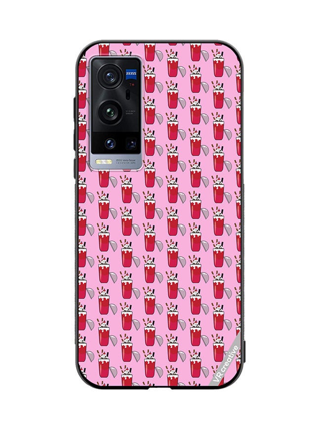 Protective Case Cover For Vivo X60 Pro Plus Ice Cream Glass Drink Design Multicolour