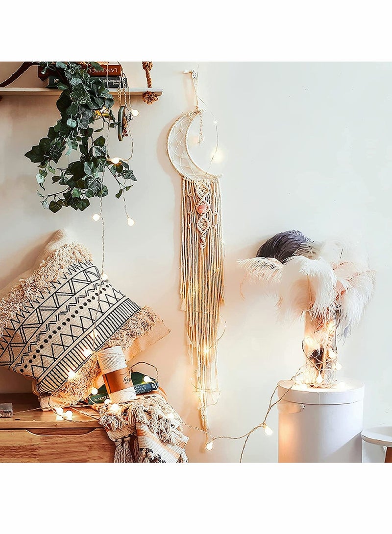 Wall Hanging Dream Catcher Decor Star Moon Woven Tapestry Bohemian Chic Art for Bedroom Girls Living Room Dorm Home Apartment Decoration 2 pcs - Image 2