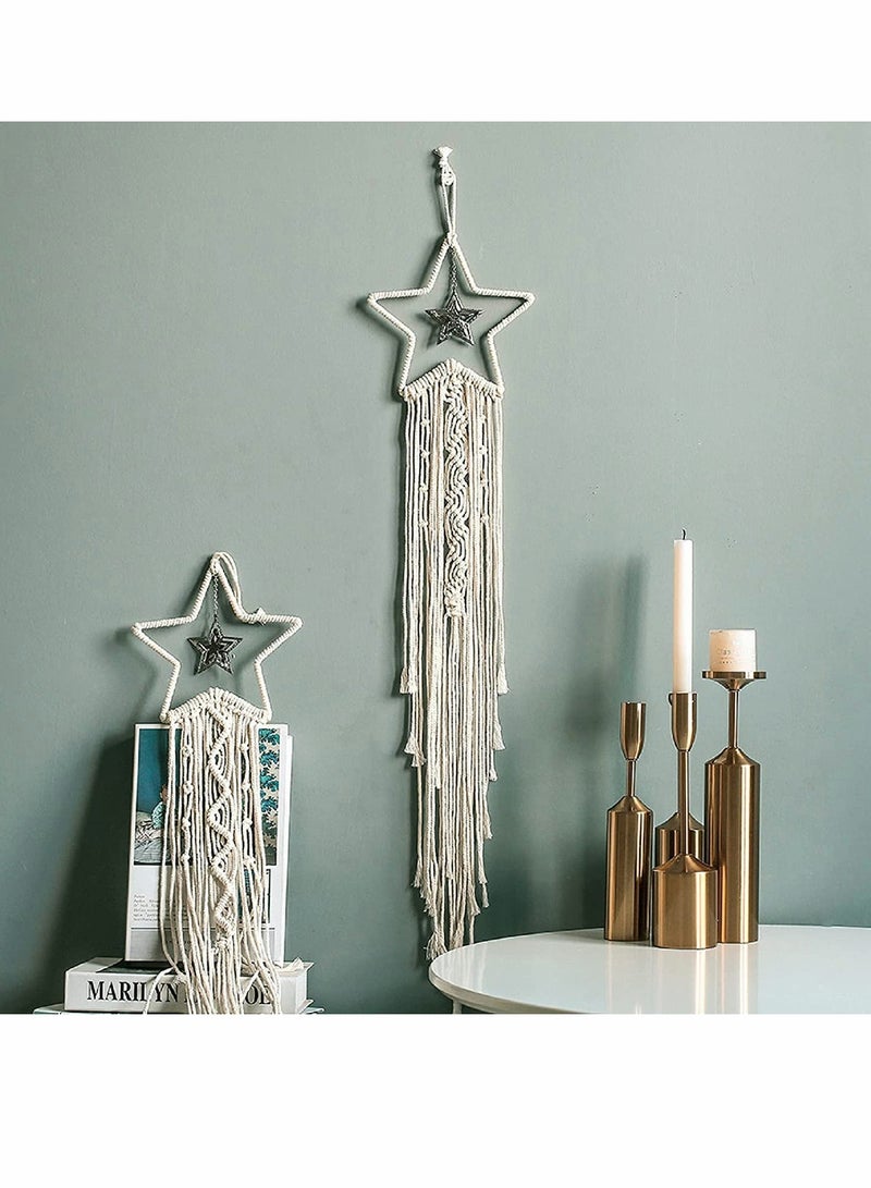 Wall Hanging Dream Catcher Decor Star Moon Woven Tapestry Bohemian Chic Art for Bedroom Girls Living Room Dorm Home Apartment Decoration 2 pcs - Image 4