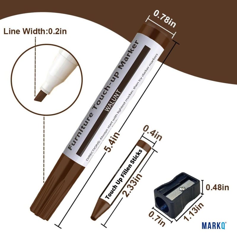 MARKQ Furniture Repair Kit Wood Markers | Includes Markers, Wax Sticks & Sharpener for Covering Scratches, Stains & Touch-Ups on Wood Floors, Cabinets, Tables, Desks & Other Wooden Surfaces - Image 4