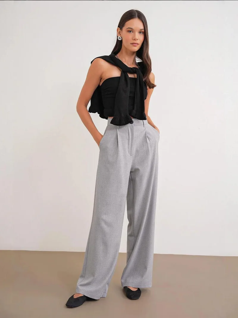 MixRay Mixray High Waist Palazzo Pants with Pockets