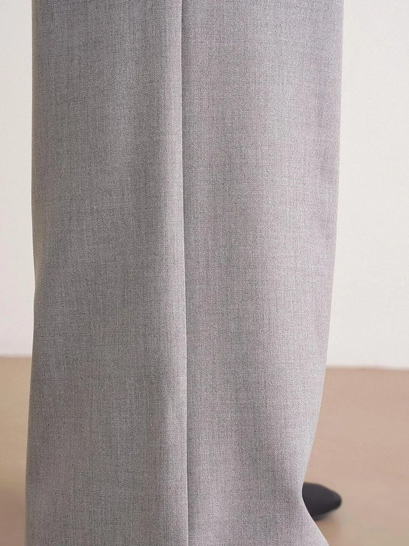 MixRay Grey Mixray High Waist Palazzo Pants with Pockets for Women | Best Price UAE