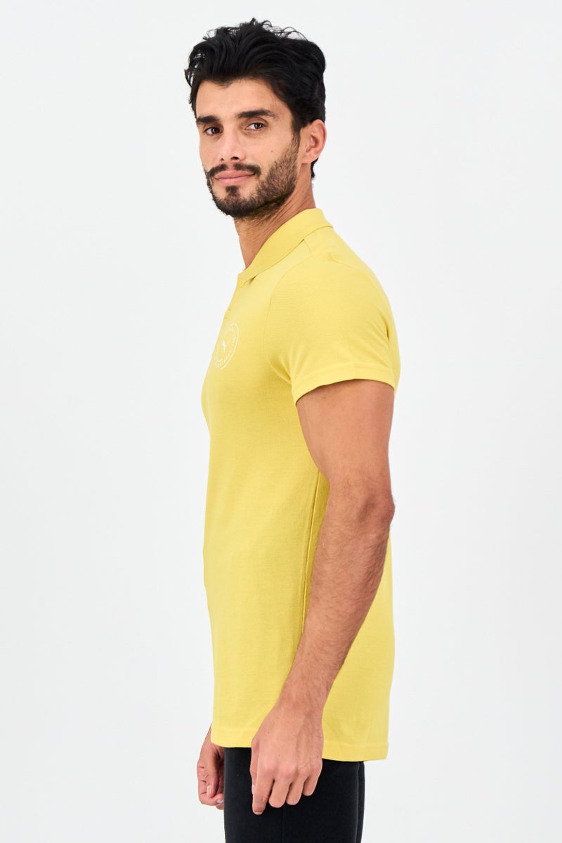 PUMA Men Slim Fit Short Sleeve Outdoor Polo Shirt, Yellow - Image 2