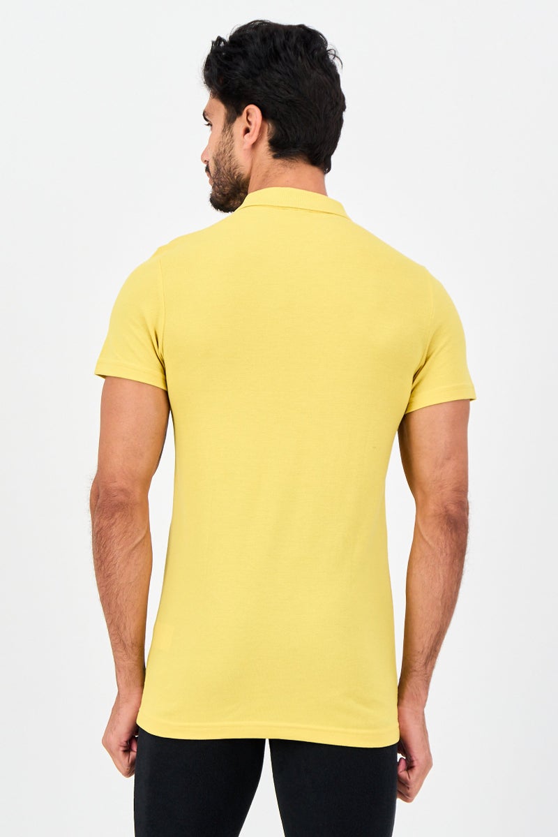PUMA Men Slim Fit Short Sleeve Outdoor Polo Shirt, Yellow - Image 3