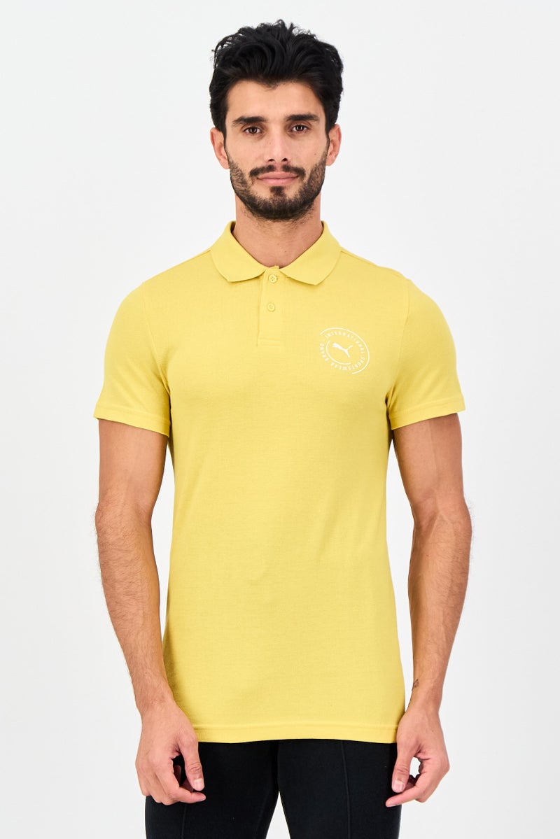 PUMA Men Slim Fit Short Sleeve Outdoor Polo Shirt, Yellow - Image 1