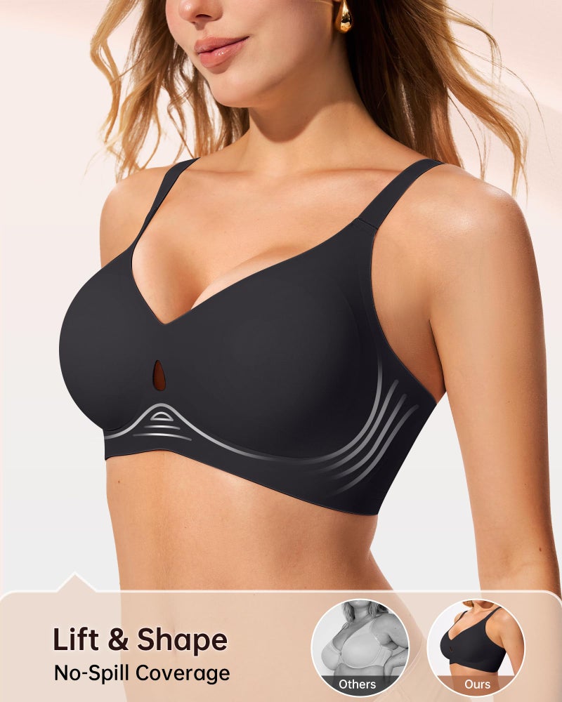 LetsJoli Black Bra Wireless Bras for Women No Underwire Seamless Support and All Day Comfort Tshirt Bras Early Fall Fashion(Black M) - Image 3