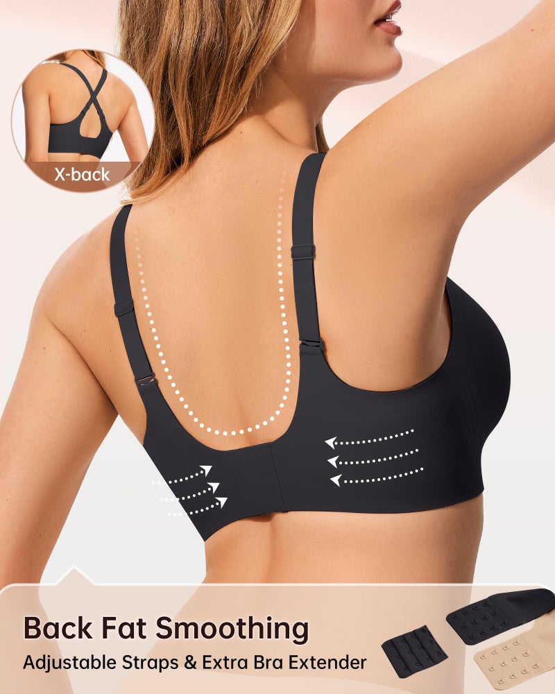 LetsJoli Black Bra Wireless Bras for Women No Underwire Seamless Support and All Day Comfort Tshirt Bras Early Fall Fashion(Black M) - Image 4