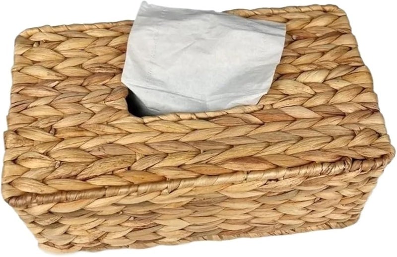 غطية صندوق المناديل المنسوجة من القش حامل المناديل الزخرفي 27.5 سم × 16.5 سم × 10.5 سم - Image 2