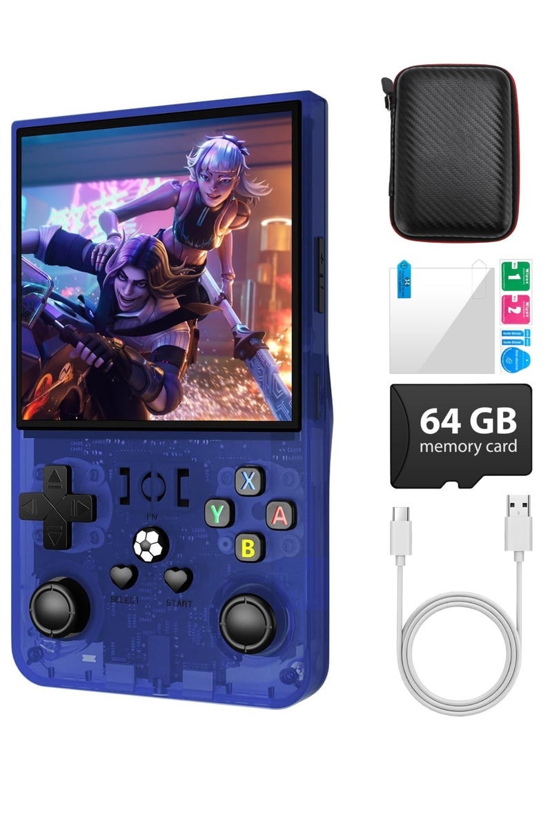 TIGER R36 Max Game Console 4 Inch Full IPS Screen Portable Retro Handheld Game Console Built-in 18000+ Games With Open Source Linux System & 64GB Memory Card Video Games Console Support 30+ Simulator Platform 4000mAh Battery Toys And Games For Kids And Adults Transparent Purple - Image 1