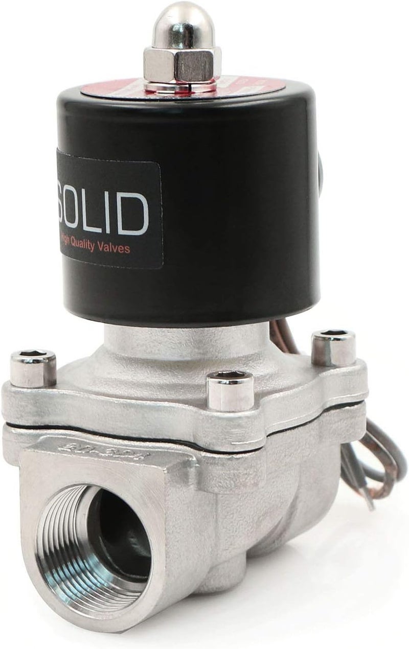 U.S. Solid صمام كهربائي من الفولاذ المقاوم للصدأ 3/4" من U.S. Solid 24V DC N.C. للهواء والماء والزيت مع ختم VITON - Image 4