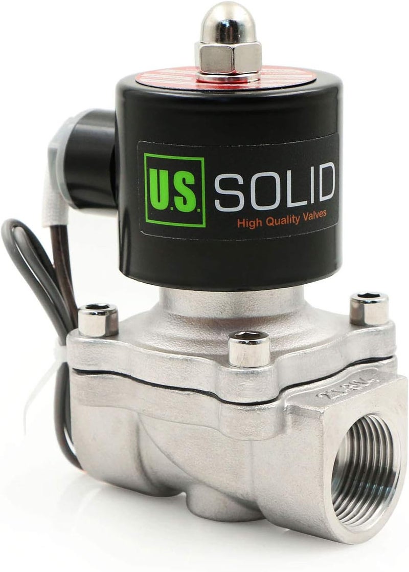 U.S. Solid صمام كهربائي من الفولاذ المقاوم للصدأ 3/4" من U.S. Solid 24V DC N.C. للهواء والماء والزيت مع ختم VITON - Image 2