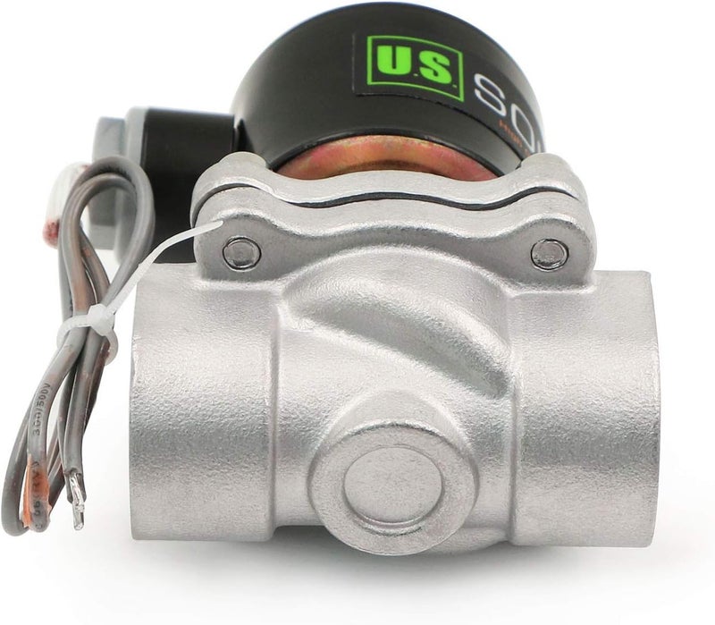 U.S. Solid صمام كهربائي من الفولاذ المقاوم للصدأ 3/4" من U.S. Solid 24V DC N.C. للهواء والماء والزيت مع ختم VITON - Image 5