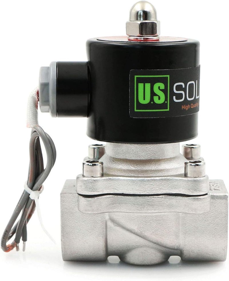 U.S. Solid صمام كهربائي من الفولاذ المقاوم للصدأ 3/4" من U.S. Solid 24V DC N.C. للهواء والماء والزيت مع ختم VITON - Image 1