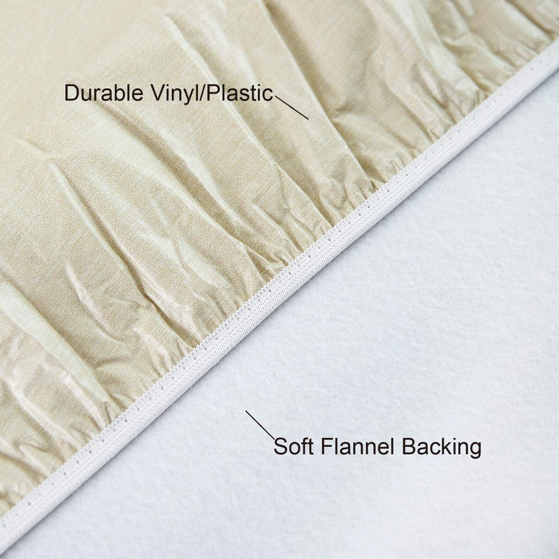Nlmuvw Vinyl Round Tablecloth With Elastic Edge  Champagne Pvc Table Cover With Flannel Backing Waterproof Oil Proof Wipe Clean For Party  Dining  Outdoor  40 ""- 44 "" - Image 3