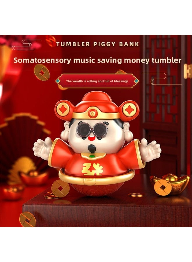 Year's God Of Wealth Piggy Bank Tumbler Body Sense Music Toy Baby Baby Early Education Kindergarten Coax Baby Artifact-Color:God Of Wealth's Body Sense Music-Piggy Bank Tumbler [Standard Edition] Without Battery - Image 4