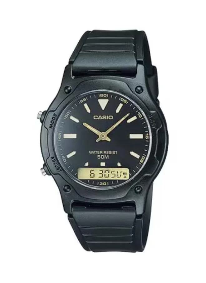 كاسيو Men's Analog-Digital Display Watch With Black Resin Strap - AW-49HE-1A
