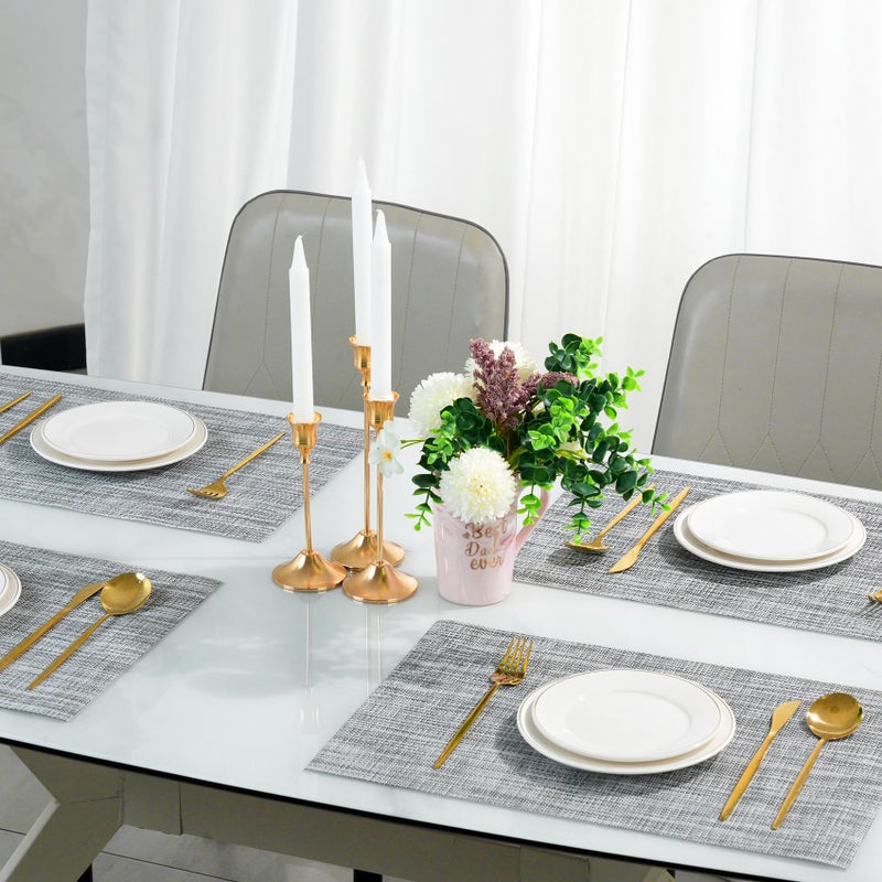 flohar Placemats Set of 6ï¼ŒNon-Slip PVC Weave Table Mats Easy to Cleanï¼ŒHeat Resistant Place Mats for Kitchen Dining Table Decoration Indoor Outdoorï¼ŒGray - Image 5