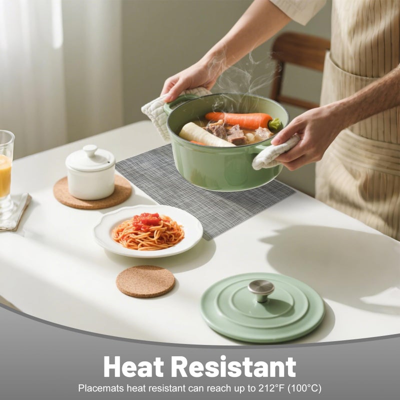 flohar Placemats Set of 6ï¼ŒNon-Slip PVC Weave Table Mats Easy to Cleanï¼ŒHeat Resistant Place Mats for Kitchen Dining Table Decoration Indoor Outdoorï¼ŒGray - Image 4