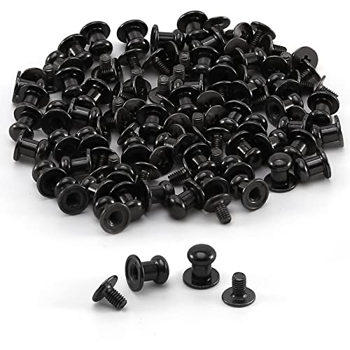 TiSuit 50 Sets Chicago Screws Round Head Button Cross Screw Stud Rivet for DIY Craft Leather Repairs Decoration Accessories (Black,6mm) - Image 1