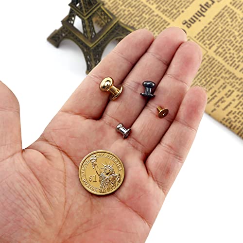 TiSuit 50 Sets Chicago Screws Round Head Button Cross Screw Stud Rivet for DIY Craft Leather Repairs Decoration Accessories (Black,6mm) - Image 4
