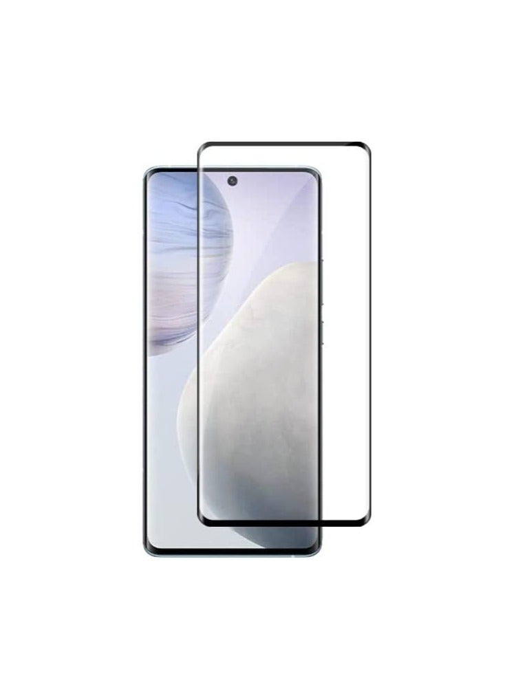 Anti-Scratch, Anti-Fingerprint, 9H Hardness 3D Curved Edge Tempered Glass Screen Protector for Vivo X80 5G Full Glue Black