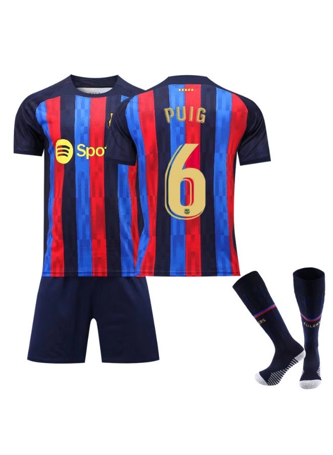 اف سي برشلونة 2022-2023 كرة القدم رياضية #6 بويج كرة القدم جيرسي السراويل الجوارب مجموعة الأطفال حجم والكبار حجم الهدايا للجماهير والأصدقاء - Image 1