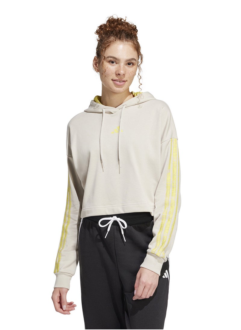Adidas Essential 3 Stripe Print French Terry Hoodie  - Image 1