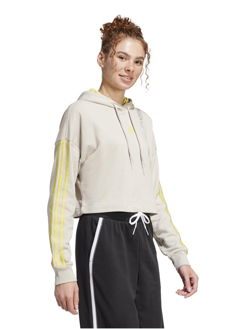 Adidas Essential 3 Stripe Print French Terry Hoodie  - Image 5