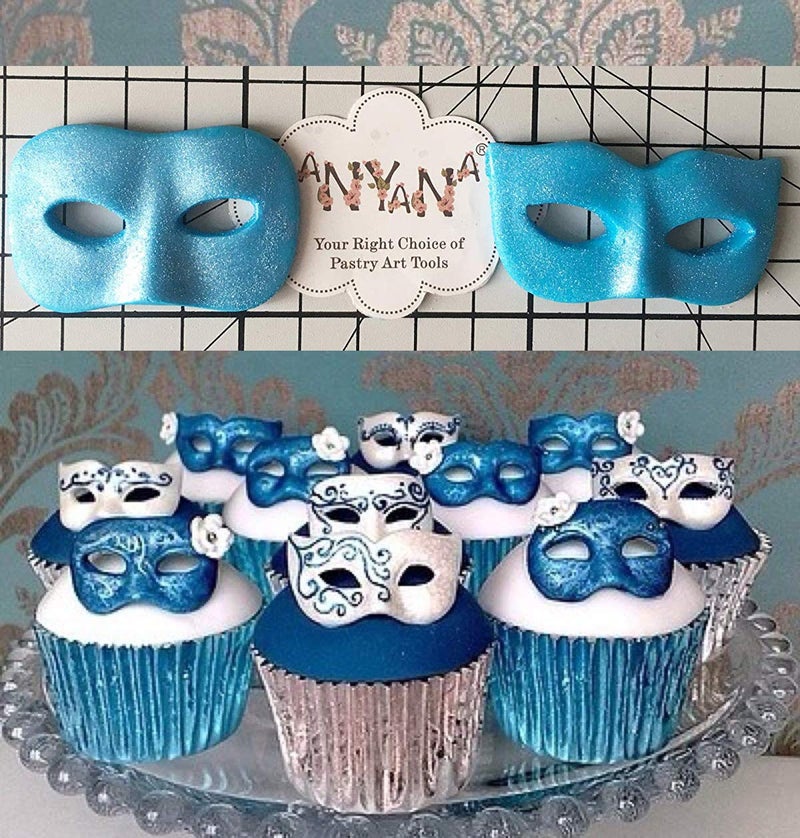 Anyana Masquerade Mask cake border mould cake Fondant silicone gum paste mold for Sugar paste fancy party cupcake decorating topper decoration sugarcraft icing biscuit decor - Image 2