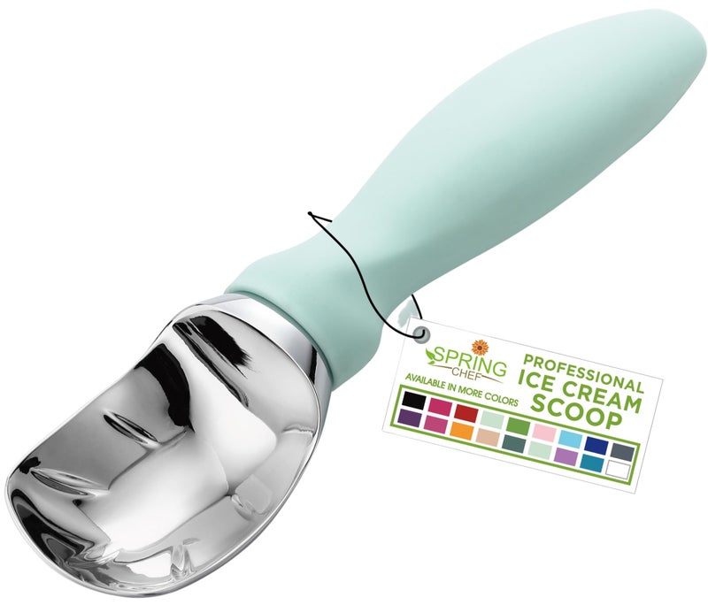 Spring Chef Heavy Duty Metal Ice Cream Scoop - Dishwasher Safe Ice Cream Scooper - Commercial Icecream Scoop Spade - Professional Kitchen Gadgets for Gelato, Melon, Sundae - Cookie Spoon - Mint - Image 1