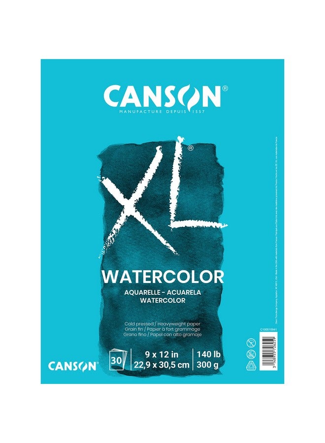 Canson XL Series Watercolor Pad, Heavyweight White Paper, Foldover Binding, 30 Sheets, 9x12 inch - Image 1